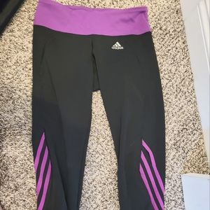 Adidas Medium Sports Leggings Black and Purple